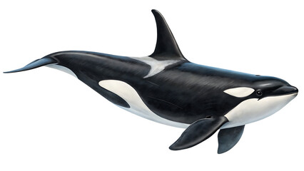 Fototapeta premium Majestic Orca Whale Swimming Proudly Displaying its Powerful Nature on Black 80