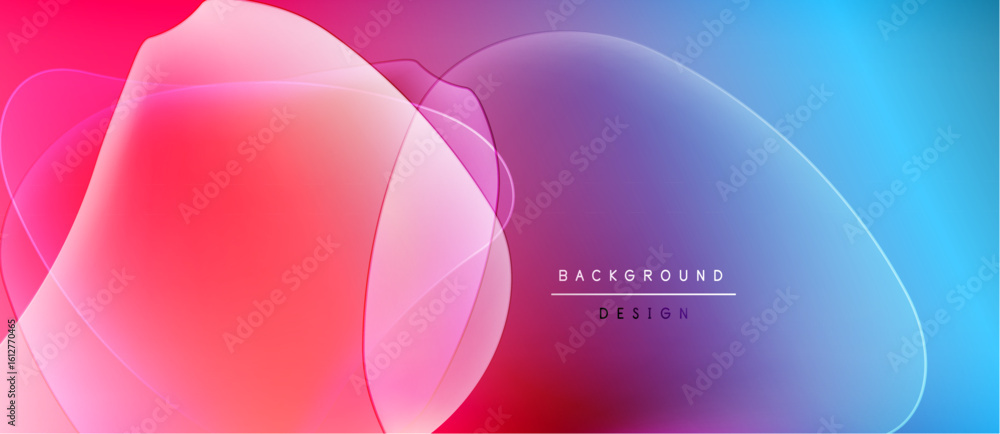 Poster abstract vibrant shapes overlap. pink, purple, blue gradients create dynamic visual effect. modern d