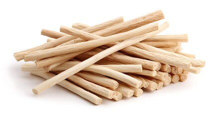 Pile of Dried Lily Buds Edible Ingredient Stacked on White Background