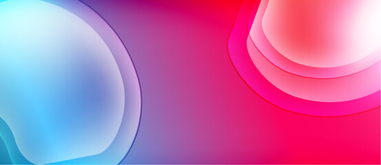 Abstract background features vibrant blue, purple, pink gradients. Smooth curves create dynamic visual effect. Modern design.