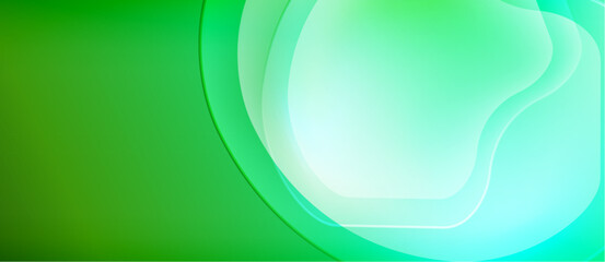 Abstract green background. Smooth layers create flowing shapes, light gradients, modern design. Minimalist aesthetic, vibrant colors.