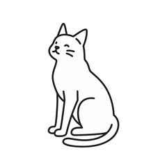 Simple Minimalist Cat Illustration Black and White Drawing of a Domesticated Feline