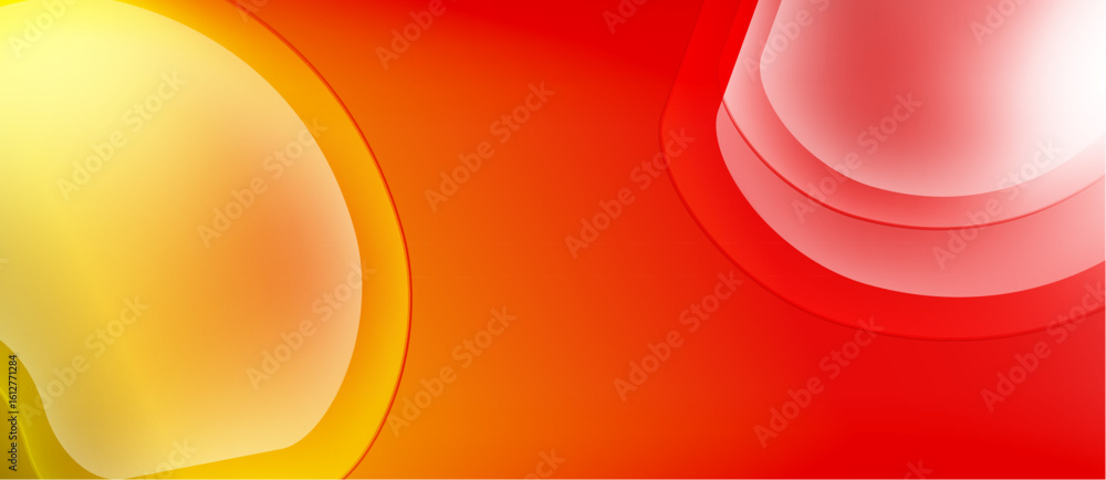 Poster abstract background features vibrant orange, red, yellow hues. smooth curves create dynamic visual f