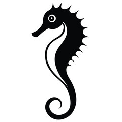 Naklejka premium Stylized silhouette of a black seahorse on a white background