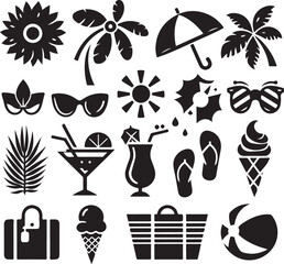 Summer Fun Icons: A collection of meticulously designed summer icons. Each icon is crafted with attention to detail, depicting the vibrant spirit of summer.