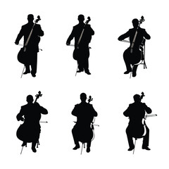 cello silhouette set, Black & White silhouette set