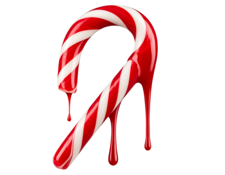  Melted Candy Cane with Sticky Drips, isolated on transparent PNG