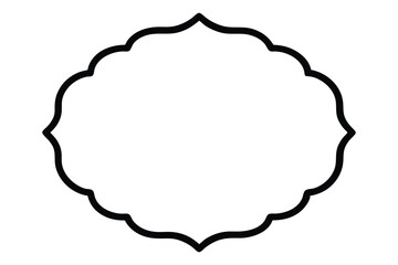 Black ornate scalloped frame silhouette on white background border decorative