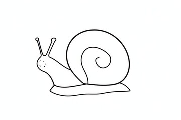 Cute minimalist snail line art logo in black and white, vector SVG doodle design with thick lines and simple shapes on white background