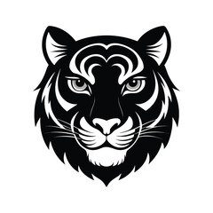 Fierce Black & White Tiger Head Logo - Roaring Bengal Tiger Mascot Vector