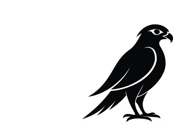 Sleek Black Falcon Silhouette - Majestic Hawk Bird Vector Icon