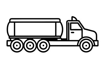 line art Tank truck vector silhouette illustration isolated on white background