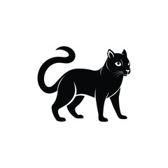 Sleek Black Cat or Panther Silhouette - Elegant Feline Vector Icon