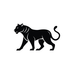 Powerful Black Panther Silhouette - Leaping Big Cat Vector Logo