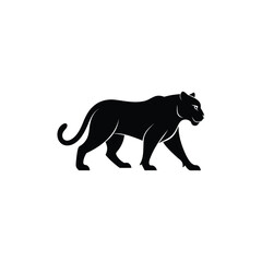 Obraz premium Powerful Black Panther Silhouette - Striding Big Cat Vector Logo