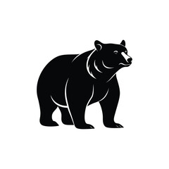 Powerful Black Bear Silhouette - Standing Grizzly or Kodiak Vector