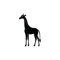 Tall Black Giraffe Silhouette - Safari Animal Vector Icon Design