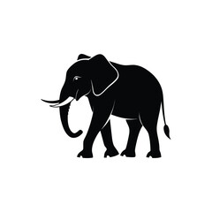 Majestic Black Elephant Silhouette - African Jumbo Vector Icon