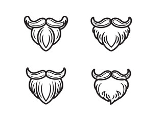 Fototapeta premium Trendy beard icon collection in sharp line design