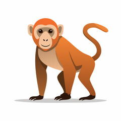 Obraz premium Illustration of a Cute Monkey Standing on All Fours with a Curious Expression
