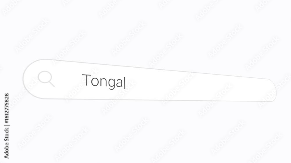 Poster typing tonga in the web browser - close up