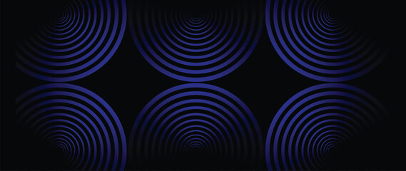 Fototapeta premium Futuristic Blue Concentric Circle Pattern on Black Background – Abstract Radial Design for Sci-Fi Themes, Digital Visuals, Tech Branding, and Music-Related Projects
