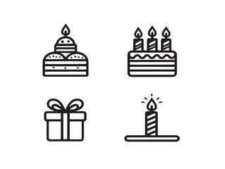 Celebration icons for birthdays in cute vector set