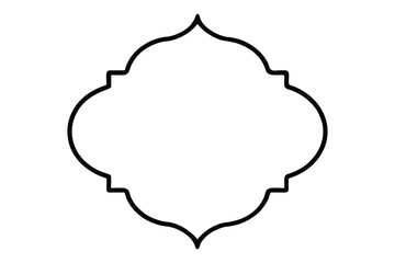 Black outline of a decorative quatrefoil frame with ornate curves border ornamental