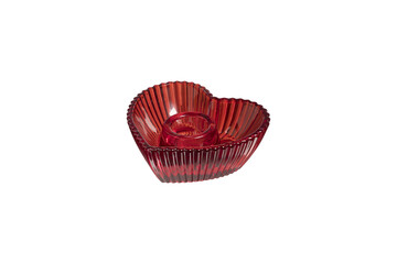 Red foil heart shaped candy wrapper isolated on transparent background