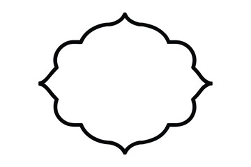 Black outline of a decorative scalloped frame on white background border ornamental