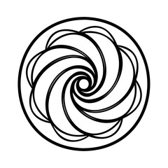 Swirling circular abstract pattern black white