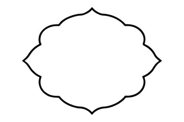 Black outline of a floral arabesque frame on white background border decoration