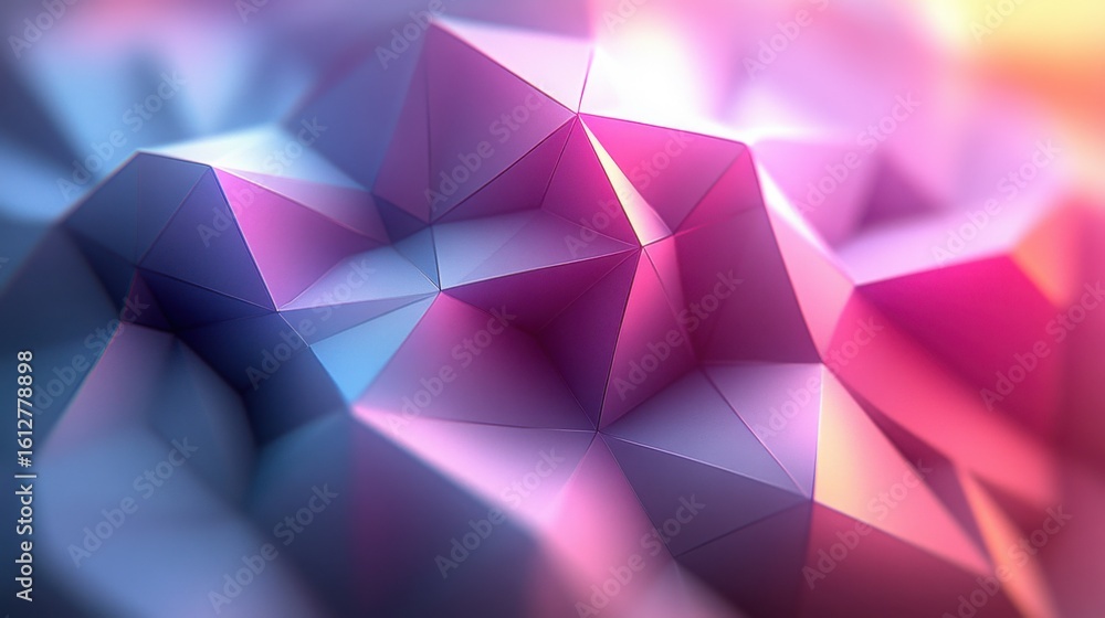 Poster geometric shapes create a stunning low-poly background, showcasing sharp crystalline structures in s
