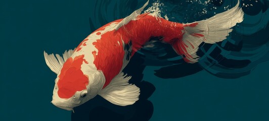 Minimalistic Poster Design for an Upcoming Koi Fish Film Event – Elegant and Modern Concept Featuring Japanese Aesthetic, Tranquil Water, and Stylized Fish Illustration