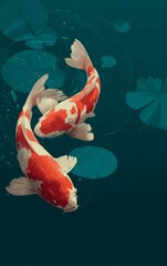 Minimalistic Poster Design for an Upcoming Koi Fish Film Event – Elegant and Modern Concept Featuring Japanese Aesthetic, Tranquil Water, and Stylized Fish Illustration