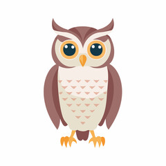 Fototapeta premium Adorable Cartoon Owl Illustration with Big Eyes on Clean White Background Graphic Design