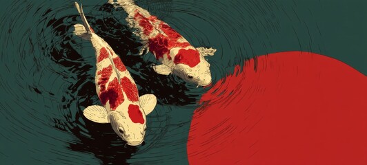Minimalistic Poster Design for an Upcoming Koi Fish Film Event – Elegant and Modern Concept Featuring Japanese Aesthetic, Tranquil Water, and Stylized Fish Illustration