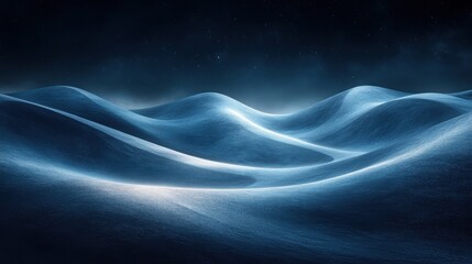 Winding road through a minimalist desert landscape beneath a starry night sky in soft hues