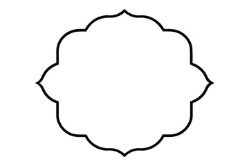 Black outline of a scalloped floral frame on white background border decorative