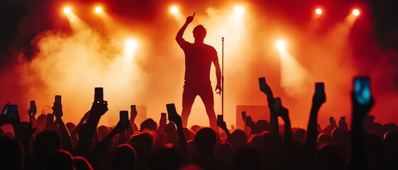 Energetic concert atmosphere with vibrant lights.