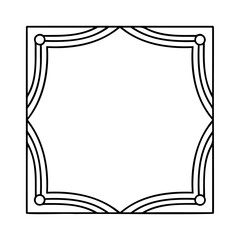 Ornate square frame with curved lines and circles border