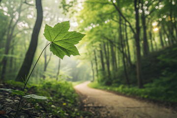 Soft focus green leaf nature background