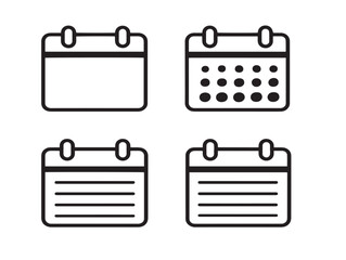 Professional calendar icon set in clean line art