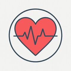 Colored vector illustration of a human heart with an ECG zigzag line overlay, symbolizing heartbeat, cardiology, and heart health. Perfect for medical, educational, and healthcare visuals.