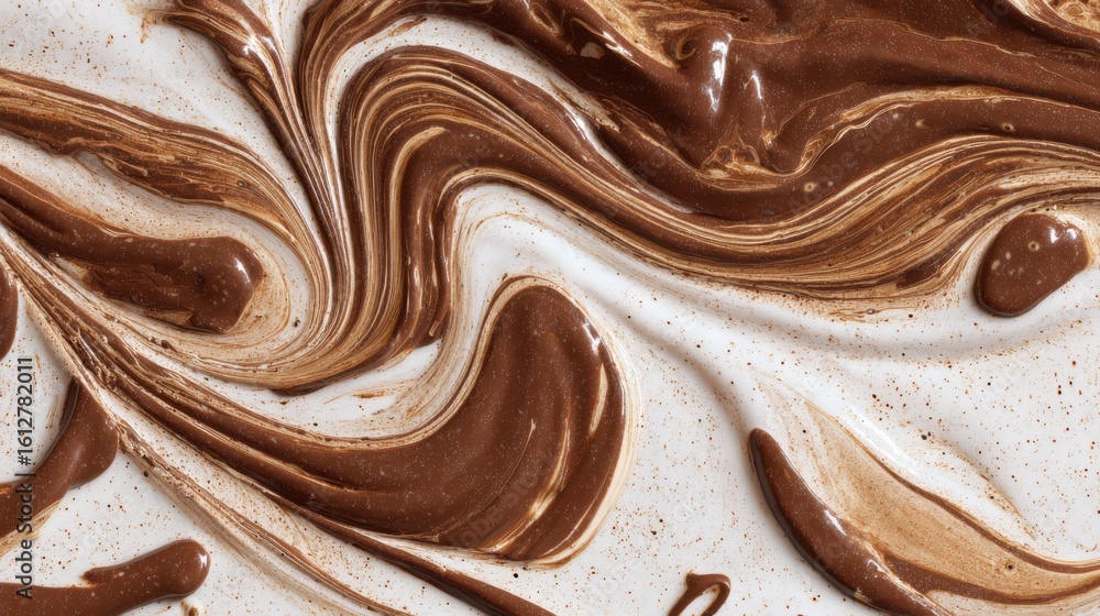 Poster swirls of glossy chocolate blend with creamy white, creating an elegant pattern that's visually appe