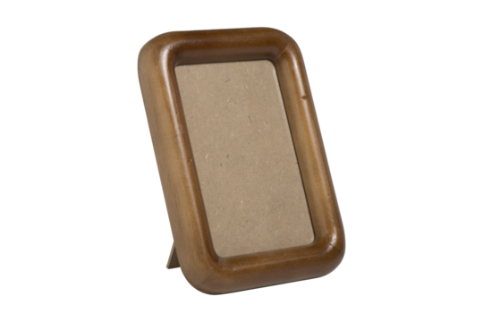 Antique wooden photo frame with a blank insert isolated on transparent background