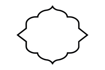 Black outline of an ornate quatrefoil frame on white background border decorative