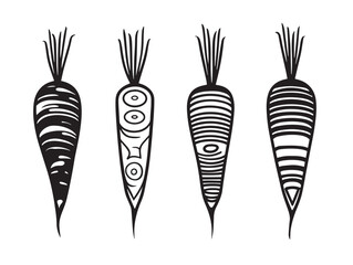 Organic carrot icon set in colorful outline vector