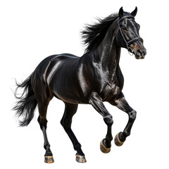 Obraz premium Full body portrait of a black Arabian horse isolated on white background.