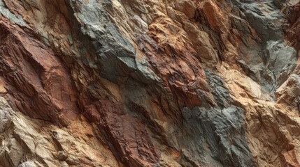 Unique rock formations reveal a variety of colors and textures under natural light. The layers exhibit a striking contrast of earthy tones in a captivating geological feature.